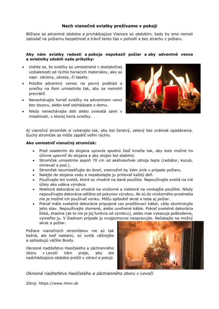 oznam: vianočné sviatky