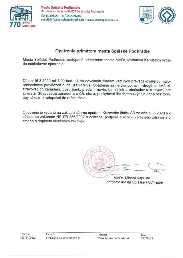 uzatvorenie prevádzok 16.3.
